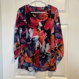 Softworks Floral Print Layered Blouse Size Medium